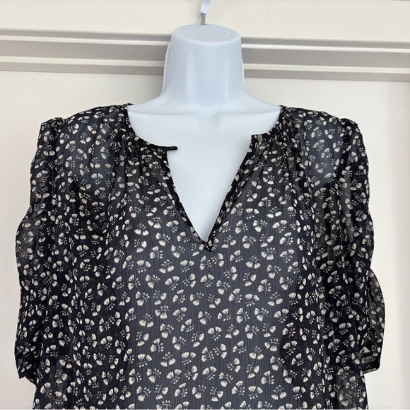 J. Crew Semi Sheer Floral Puff Sleeve Top S - Picture 2 of 6